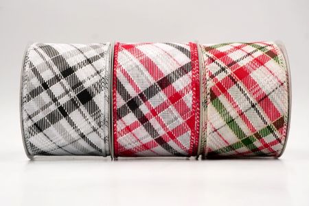 Classic Plaid Diagonal Pattern Wired Ribbon - Classic Plaid Diagonal Pattern Wired Ribbon