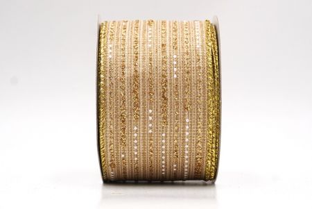 Ruban en fil de fer à pois dorés métalliques beiges_KF9671G-14