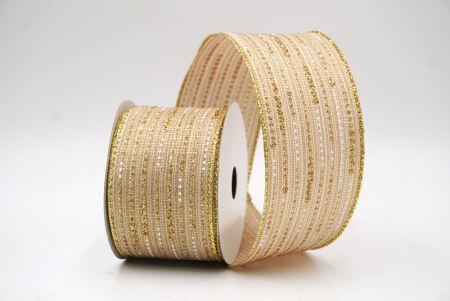 Ruban en fil de fer à pois dorés métalliques beiges_KF9671G-14