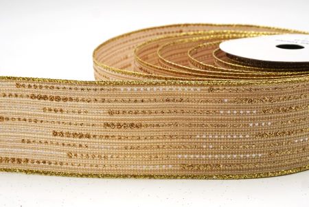 Ruban en fil de fer à pois dorés métalliques beiges_KF9671G-14