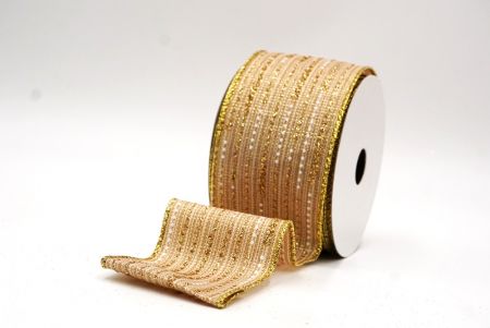 Ruban en fil de fer à pois dorés métalliques beiges_KF9671G-14