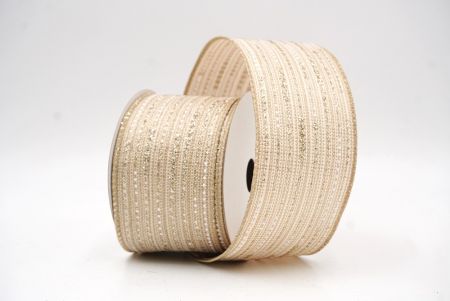 Ruban en fil de fer à pois dorés métalliques marron clair_KF9671GC-13-183