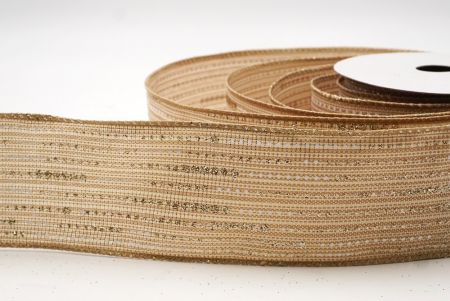 Ruban en fil de fer à pois dorés métalliques marron clair_KF9671GC-13-183