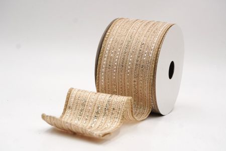 Ruban en fil de fer à pois dorés métalliques marron clair_KF9671GC-13-183