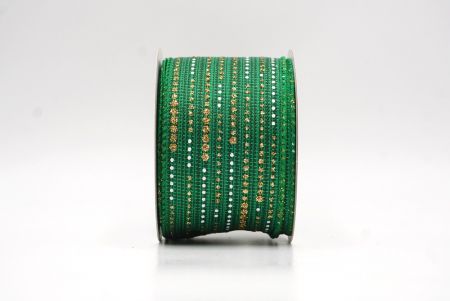 Ruban en fil de fer à pois dorés métalliques verts_KF9671GC-3-49