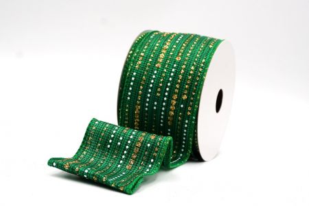 Ruban en fil de fer à pois dorés métalliques verts_KF9671GC-3-49