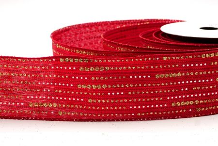 Ruban en fil de fer à pois dorés métalliques rouges_KF9671GC-7-169