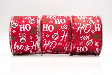 Ho Ho Ho and Holiday Ornament Wired Ribbon - Ho Ho Ho and Holiday Ornament Wired Ribbon
