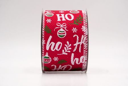 Rouge/Blanc_Ro Ro Ro et ruban en fil câblé avec ornement de fête_KF9674GC-7-1