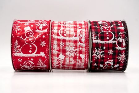 Snowman and Snowflake Shimmer Wired Ribbon - Snowman and Snowflake Shimmer Wired Ribbon