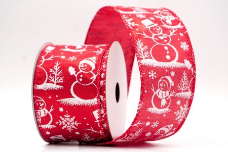 Red_Snowman and Snowflake Shimmer Wired Ribbon_KF9677GC-7-7