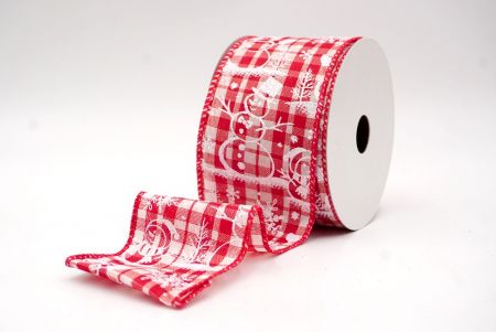 Cream/Red Plaid_Snowman and Snowflake Shimmer Wired Ribbon_KF9678GC-2-7