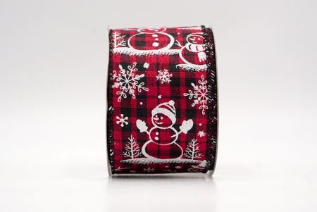 Red/Black Plaid_Snowman and Snowflake Shimmer Wired Ribbon_KF9678GC-7-53