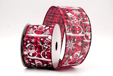 Red/Black Plaid_Snowman and Snowflake Shimmer Wired Ribbon_KF9678GC-7-53