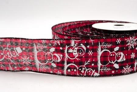 Red/Black Plaid_Snowman and Snowflake Shimmer Wired Ribbon_KF9678GC-7-53