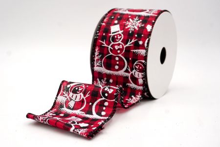 Red/Black Plaid_Snowman and Snowflake Shimmer Wired Ribbon_KF9678GC-7-53