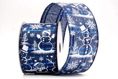 Navy Blue_Snowman and Snowflake Shimmer Wired Ribbon_KF9679GC-4-4