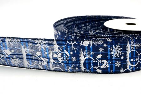 Navy Blue_Snowman and Snowflake Shimmer Wired Ribbon_KF9679GC-4-4