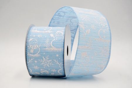 Powder Blue_Snowman and Snowflake Shimmer Wired Ribbon_KF9681GC-12-216