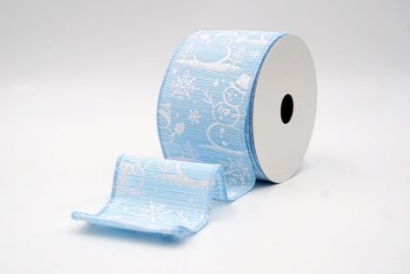 Powder Blue_Snowman and Snowflake Shimmer Wired Ribbon_KF9681GC-12-216