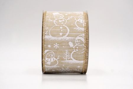 Khaki_Snowman and Snowflake Shimmer Wired Ribbon_KF9681GC-13-183