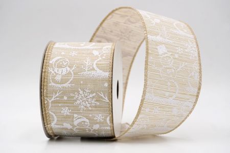 Khaki_Snowman and Snowflake Shimmer Wired Ribbon_KF9681GC-13-183