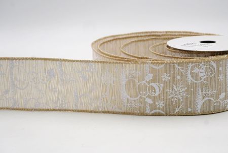 Khaki_Snowman and Snowflake Shimmer Wired Ribbon_KF9681GC-13-183
