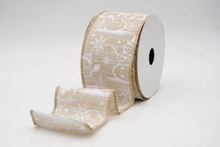 Khaki_Snowman and Snowflake Shimmer Wired Ribbon_KF9681GC-13-183