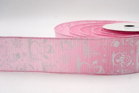 Pink_Snowman and Snowflake Shimmer Wired Ribbon_KF9681GC-5-5