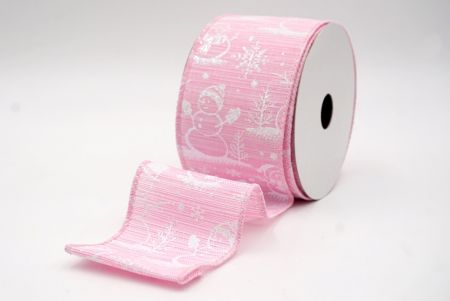 Pink_Snowman and Snowflake Shimmer Wired Ribbon_KF9681GC-5-5