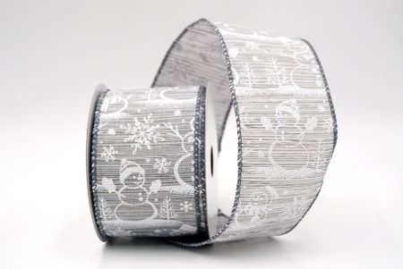 Gray_Snowman and Snowflake Shimmer Wired Ribbon_KF9681GC-50-123