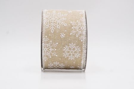 Light Brown Sparkling Snowflake Winter Wonderland Wired Ribbon_KF9682GC-13-1
