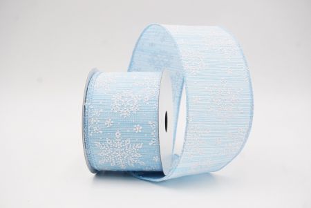 Light Blue Sparkling Snowflake Winter Wonderland Wired Ribbon_KF9683GC-12-216