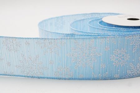 Light Blue Sparkling Snowflake Winter Wonderland Wired Ribbon_KF9683GC-12-216