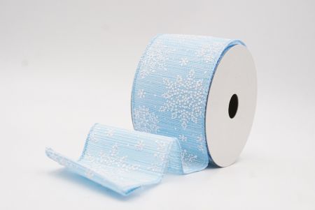 Light Blue Sparkling Snowflake Winter Wonderland Wired Ribbon_KF9683GC-12-216