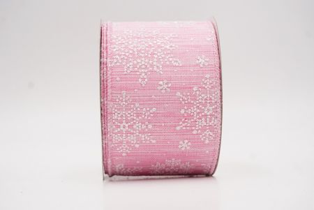 Pink Sparkling Snowflake Winter Wonderland Wired Ribbon_KF9683GC-5-5