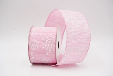 Pink Sparkling Snowflake Winter Wonderland Wired Ribbon_KF9683GC-5-5