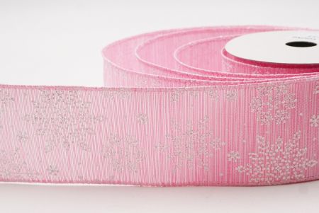 Pink Sparkling Snowflake Winter Wonderland Wired Ribbon_KF9683GC-5-5