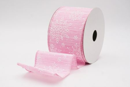 Pink Sparkling Snowflake Winter Wonderland Wired Ribbon_KF9683GC-5-5
