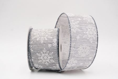 Gray Sparkling Snowflake Winter Wonderland Wired Ribbon_KF9683GC-50-123