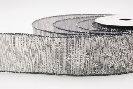 Gray Sparkling Snowflake Winter Wonderland Wired Ribbon_KF9683GC-50-123