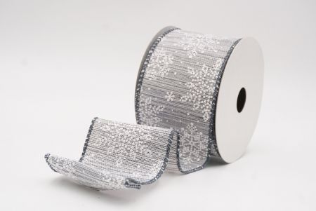 Gray Sparkling Snowflake Winter Wonderland Wired Ribbon_KF9683GC-50-123