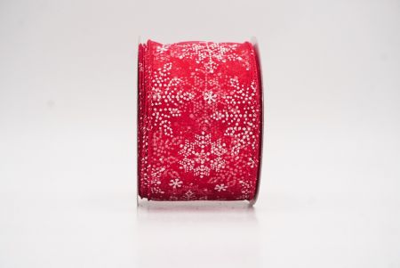 Red- Sheer Sparkling Snowflake Winter Wonderland Wired Ribbon_KF9684GC-7-7
