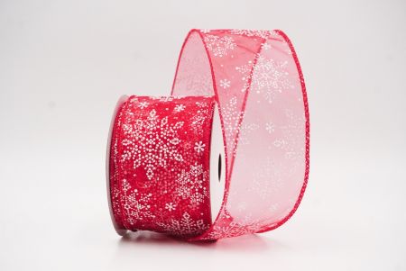 Red- Sheer Sparkling Snowflake Winter Wonderland Wired Ribbon_KF9684GC-7-7