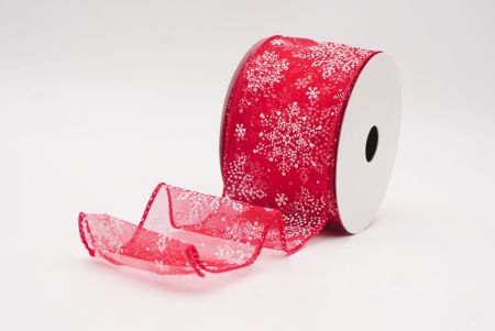Red- Sheer Sparkling Snowflake Winter Wonderland Wired Ribbon_KF9684GC-7-7
