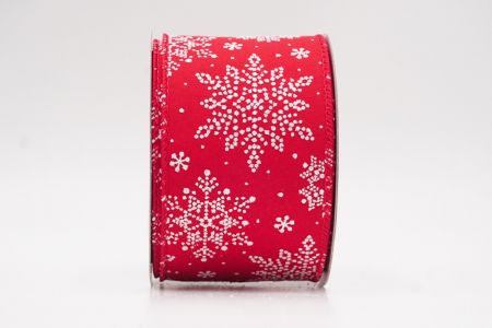 Red- Plain Sparkling Snowflake Winter Wonderland Wired Ribbon_KF9685GC-7-7