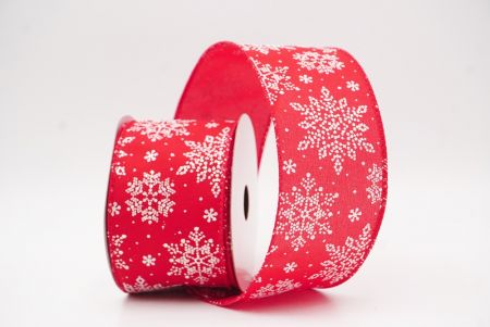 Red- Plain Sparkling Snowflake Winter Wonderland Wired Ribbon_KF9685GC-7-7
