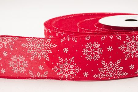Red- Plain Sparkling Snowflake Winter Wonderland Wired Ribbon_KF9685GC-7-7