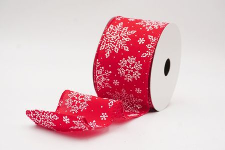 Red- Plain Sparkling Snowflake Winter Wonderland Wired Ribbon_KF9685GC-7-7