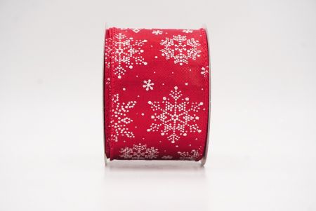 Red- Burlap Sparkling Snowflake Winter Wonderland Wired Ribbon_KF9686GC-7-7